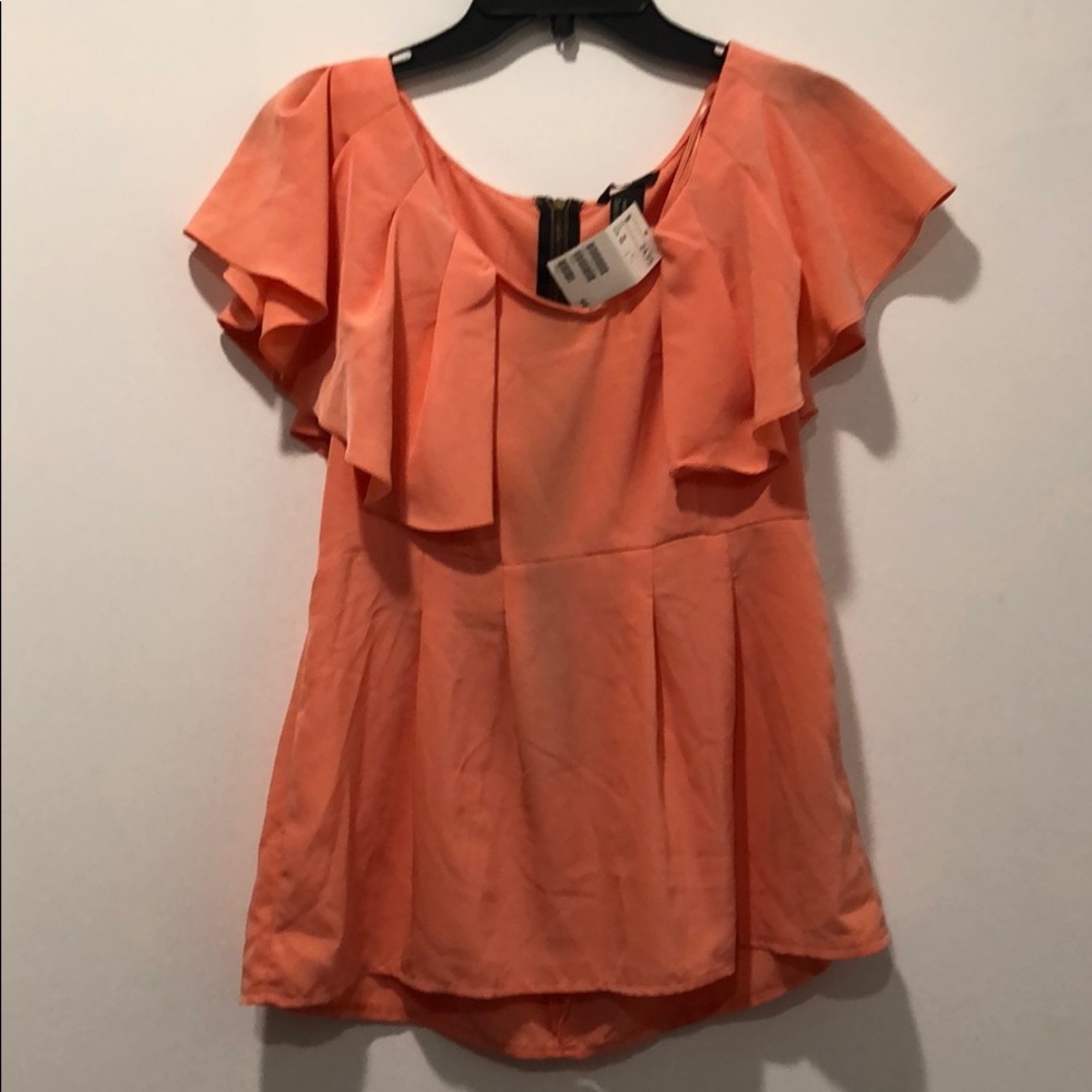 Ruffle sleeve coral top